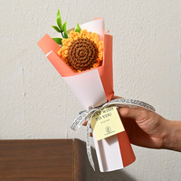 Hadiah Wisuda & Hari Valentine, Bunga Matahari Rajutan Wol Buatan Tangan, Buket Kecil Bunga Buatan, Aksesoris Hadiah Suvenir
