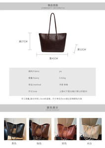 Bolso de mano informal de moda simple para mujer con cierre de cremallera, bolso de hombro impermeable de gran capacidad para compras - Product Image 3