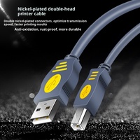 Câble d'impression USB 2.0 A-B gris en cuivre sans oxygène à port carré pour connexion d'imprimante