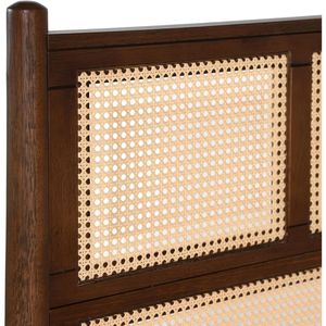 Solid Wood Mid Century King <b>Size</b> Cane <b>Bed</b> Brushed Walnut Finish Natural Rattan Headboard Luxury Bedroom Furniture for Hotel - Product Image 3