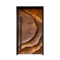 Puerta de Entrada de Lujo de Aleación de Aluminio con Textura de Madera Tallada a Mano, Puerta Principal de Seguridad Exterior para Residencia/Villa
