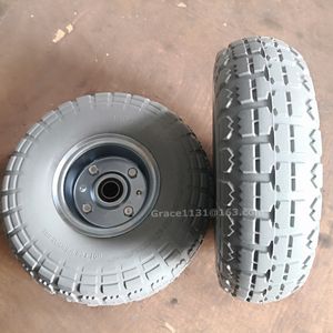 Ruedas de neumático <span class=keywords><strong>Dolly</strong></span> de goma de poliuretano sin planos de 10 pulgadas 4,10/3,50-4, rueda giratoria, nueva rueda de espuma para vagón, camión, rueda de carretilla - Product Image 2