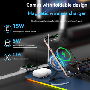15W Schnelles 3-in-1 Kabelloses Lademauspad Rutschfeste Naturkautschuk Schreibtischunterlage Magisches RGB-Gaming-Mauspad auf Lager - Product Image 3