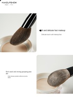 Pinceau de maquillage professionnel de luxe en poils de chèvre naturels, pour poudre libre, personnalisable avec logo OEM, marque privée