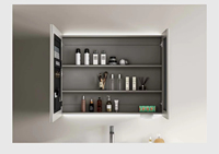 Miroir LED mural moderne en acier inoxydable de 80-100 cm avec porte-mouchoirs intégré en céramique pour villa, appartement, hôtel