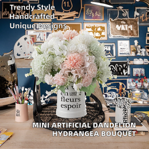 Ramo de Dientes de León y Hortensias Artificiales Hechas a Mano con Pequeño Tallo para Centros de Mesa DIY - Product Image 2