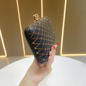 Cross-border New Fashion European Retro Style Full Lattice Polyester Women's <b>Clutch</b> Handbag Chain Strap Bag Tanjing - Product Image 2