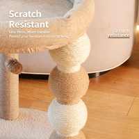 Arbre à chat multi-niveaux avec poteaux à gratter en sisal, lit rond en peluche pour chat, jouet à suspendre, tour pour chat beige, usine OEM ODM sur mesure