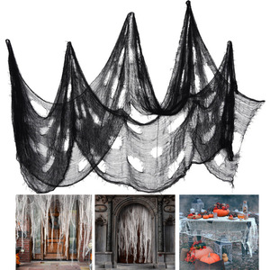 Telo Decorativo Ecologico per Halloween e Festival dei Fantasmi, Stoffa Strappata Nera per Atmosfera di Casa Infestata, Terrore della Camera Segreta - Product Image 1