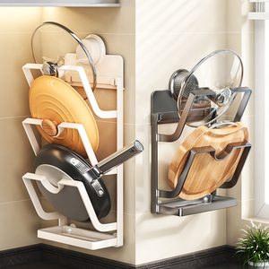 Support mural multi-niveaux en acier carbone pour couvercles de casseroles Sea Shark, organisateur de rangement de cuisine pour planches à découper et couvercles de poêles - Product Image 1