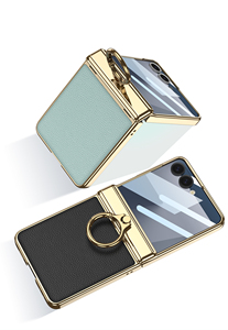 Funda Protectora Magnética con Anillo Metálico para Samsung Galaxy Z Flip 3/4/5/6/7, Funda Plegable de Cuero PU - Product Image 2