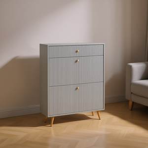 Meuble de rangement à chaussures moderne, 3 tiroirs, en bois, design mid-century, meuble autoportant pour salon - Product Image 2