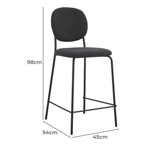 Rembourrage <span class=keywords><strong>de</strong></span> haute qualité pieds en métal noir tabourets <span class=keywords><strong>de</strong></span> <span class=keywords><strong>bar</strong></span> en <span class=keywords><strong>tissu</strong></span> boucle <span class=keywords><strong>gris</strong></span> <span class=keywords><strong>foncé</strong></span> avec dossier arrondi pour réglage <span class=keywords><strong>de</strong></span> cuisine <span class=keywords><strong>de</strong></span> <span class=keywords><strong>bar</strong></span> - Product Image 6