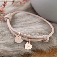 Verstellbares Lederarmband mit Herz Reize Schmuck-Tag individualisierbarer Edelstahl-Schmuck Gravur Damen Mutter-Geschenke