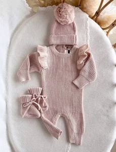 Nuevo y Adorable Mameluco <span class=keywords><strong>de</strong></span> Punto para Bebé Niña, Suéter 100% Algodón Orgánico, Jacquard <span class=keywords><strong>de</strong></span> Margaritas, Volantes en los Hombros, Traje <span class=keywords><strong>de</strong></span> <span class=keywords><strong>Otoño</strong></span> Invierno, Mono - Product Image 5