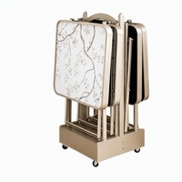 Ensemble de table de prière pliable avec vaisselle pour service alimentaire, table d'appoint gravée à l'arabe avec peinture UV sur verre