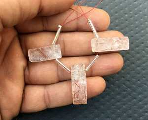 Lot de 3 pierres brutes de rutile de cuivre naturel, forme rectangulaire, style de coupe pour la fabrication de bijoux, collection de pierres, les plus vendues - Product Image 3