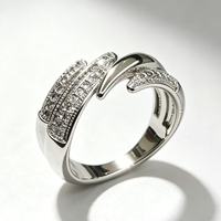 Bague en zircon plaqué platine, micro-pavée, bijoux minimalistes