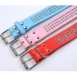 Kalung anjing bertatahkan kristal ramah lingkungan kulit elegan kerah anjing PU - Product Image 6