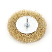 Brosse à fil en laiton jaune, tige ronde de 6 mm, pour l'élimination de la rouille et le décapage de la peinture, à utiliser avec une meuleuse d'angle
