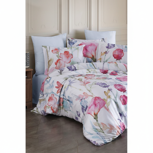 Varol Royal Satin 300TC Duvet <b>Cover</b> Set Classic Floral Family Size (King) for Home Use-SILVIA - Product Image 2