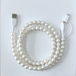 Cable de carga múltiple 2 en 1, hecho a mano, Perla colorida, cable de carga rápida, creativo, portátil, con cuentas, 1 M, Cable de datos, Cable USB C - Product Image 5