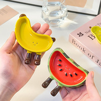 Plat en céramique artisanal créatif en forme de fruit de dessin animé, plat à saveur mignon, plat à vinaigre pour la maison, plat à sauce pour fondue et barbecue