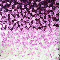 Dinding Bunga Buatan Warna Ungu Passion, Simfoni Bunga Campuran Lavender dan Mawar untuk Pesta Pernikahan