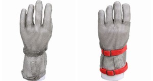 15cm PPE Hand <strong>Arm</strong> protection Long <strong>Cuff</strong> Cut protection Stainless Steel Butcher Chain Mail Glove GUANTE MALLA ACERO LARGO - Product Image 6