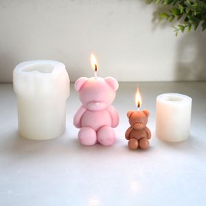 New Valentine's Day <b>Silicone</b> Mould for Bear Candle DIY Animal Fragrance Candle Sitting Bear Baking Plaster Mold - Product Image 3