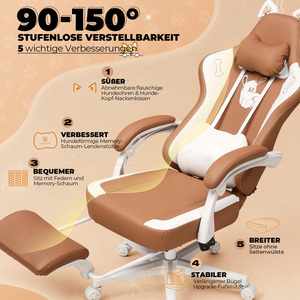 Chaise de jeu à 360 degrés, ergonomique, rotative, en cuir PU lisse, pour adultes, e-sport, ordinateur, <span class=keywords><strong>PC</strong></span>, dossier haut réglable avec repose-pieds - Product Image 3