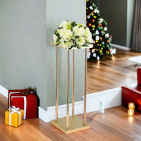 Colonne de décoration de table de mariage moderne et haute, vases dorés, piédestal en fer pour allée, support à fleurs en métal
