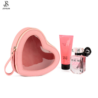 JOYSUN Pochette de maquillage personnalisée en vinyle élégante en forme de cœur, petite pochette cosmétique transparente