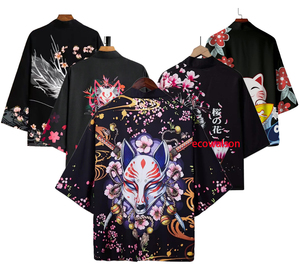 EcowalsonHot Selling Vintage Seven Sleeve Kimono Shirt Cross Border Daily Casual Cardigan Cape Anime 3D Impresión digital Haoris - Product Image 1