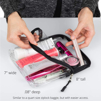 Pochette transparente à fermeture éclair, pochette de toilette transparente, approuvée par la TSA, étui de voyage en plastique, pochette cosmétique en PVC, étui transparent, sac