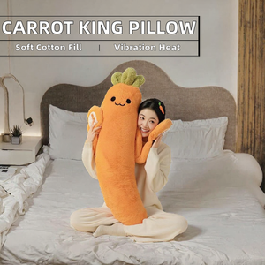 Coussin chauffant vibrant en peluche lesté Carrot King pour filles et femmes enceintes, idéal pour câliner et masser les jambes - Product Image 2