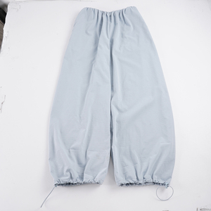 Solid Color <b>Elastic</b> <b>Waist</b> Tapered Curved Balloon Pants Loose Fit Street Minimalist Hot Girl Casual Wide Leg <b>Trousers</b> - Product Image 6