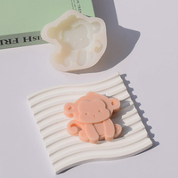 Moule en silicone motif singe plat, modèle animal naturel 2D pour bougies DIY, pâtisserie, résine et décoration artisanale
