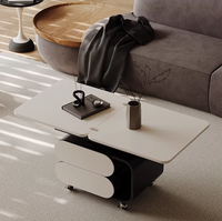 Table basse rectangulaire pliante minimaliste avec roulettes pour hôtel et salon