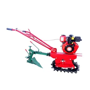 16hp Mini Power Rotary Garden Farm Tiller Used Chain Wheel Track Manual Plough Cultivator with 8hp Diesel Core Motor Component