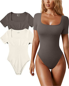 Tute estive da donna <span class=keywords><strong>a</strong></span> coste con collo quadrato pagliaccetto elasticizzato in un pezzo <span class=keywords><strong>tuta</strong></span> da donna Yoga Casual Slim - Product Image 2