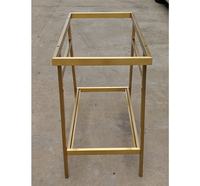 Table console en verre Table console de canapé étroite Table d'entrée avec étagère de rangement Meuble TV Cadre en laiton Affichage du hall personnalisé