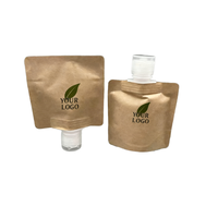 Pochette en papier kraft debout réutilisable biodégradable avec bec verseur imprimé sur mesure pour huile corporelle liquide, lotion, crème pour les mains, shampoing