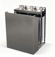 Système de filtration d'eau domestique Premium 20 pouces Big Blue à 3 étapes en acier inoxydable avec ports BSP de 1 pouce, manomètres triples et protection de conduite