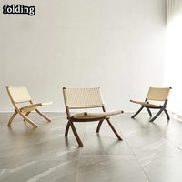 Chaise de salon pliable en bois de cendré, en papier Kraft, de loisirs, Style danois, tissé, pour Patio, balcon