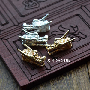 Cuentas espaciadoras de cobre con cabeza de dragón de 9x26 mm, chapadas en oro y plata, para la fabricación de collares - Product Image 1