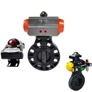 COVNA Actuator Valves PN10 PN16 dn50 2 inch Single Acting Air Pneumatic Actuated PVC Butterfly Valve