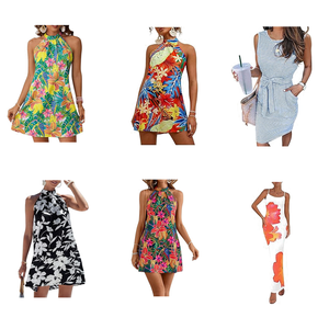 Basic Women Dresses Diverse Patterns Random Mix Round Neck Sleeveless Solid Premium Cotton Blend Wholesale Factory Price - Product Image 5
