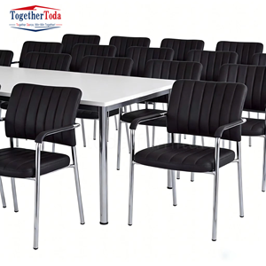 Chaise de bureau de direction moderne, best-seller, économique, en acier poli électroplaqué, poids 6,5 kg, avec cadre en acier et revêtement en cuir PU, réglable - Product Image 1