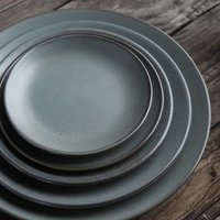Assiette à pâtes rétro de luxe couleur unie, assiette à steak, tasse, vaisselle créative pour hôtel et restaurant, service de table pour l'après-midi